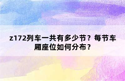 z172列车一共有多少节？每节车厢座位如何分布？
