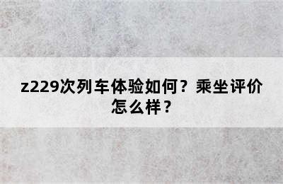 z229次列车体验如何？乘坐评价怎么样？