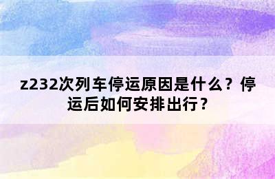 z232次列车停运原因是什么？停运后如何安排出行？