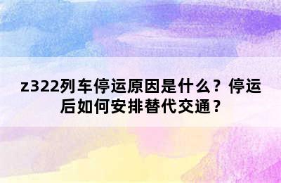 z322列车停运原因是什么？停运后如何安排替代交通？