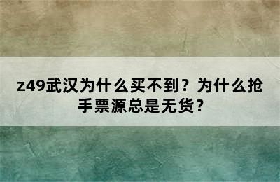z49武汉为什么买不到？为什么抢手票源总是无货？