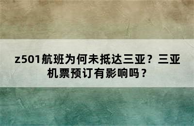 z501航班为何未抵达三亚？三亚机票预订有影响吗？