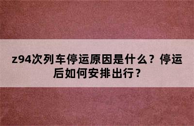z94次列车停运原因是什么？停运后如何安排出行？