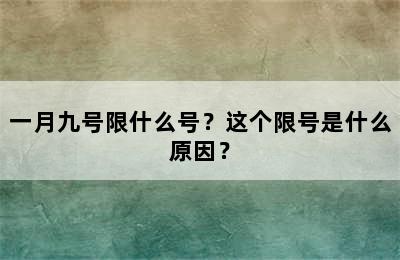 一月九号限什么号？这个限号是什么原因？