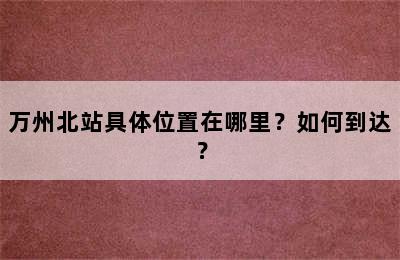 万州北站具体位置在哪里？如何到达？