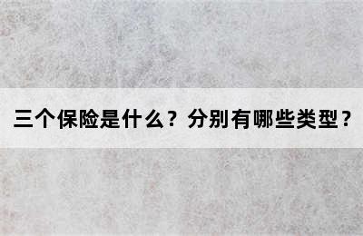 三个保险是什么？分别有哪些类型？