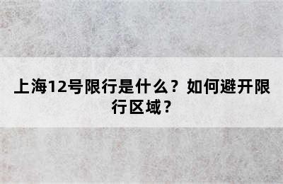 上海12号限行是什么？如何避开限行区域？