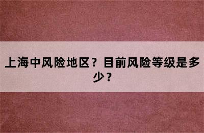 上海中风险地区？目前风险等级是多少？