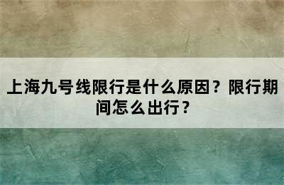 上海九号线限行是什么原因？限行期间怎么出行？