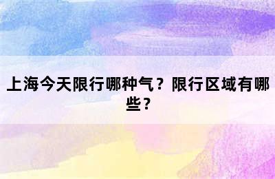 上海今天限行哪种气？限行区域有哪些？