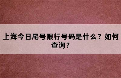 上海今日尾号限行号码是什么？如何查询？