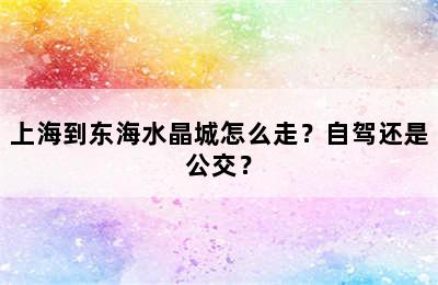上海到东海水晶城怎么走？自驾还是公交？