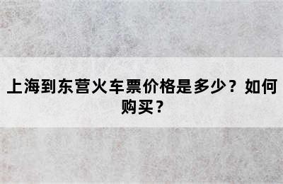 上海到东营火车票价格是多少？如何购买？