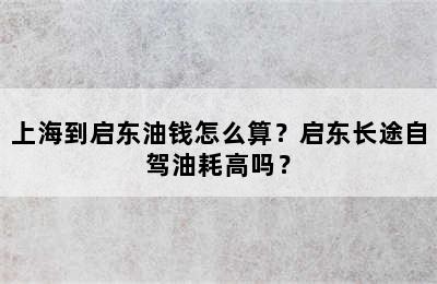 上海到启东油钱怎么算？启东长途自驾油耗高吗？