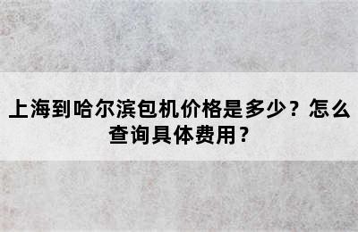 上海到哈尔滨包机价格是多少？怎么查询具体费用？