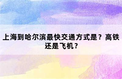 上海到哈尔滨最快交通方式是？高铁还是飞机？