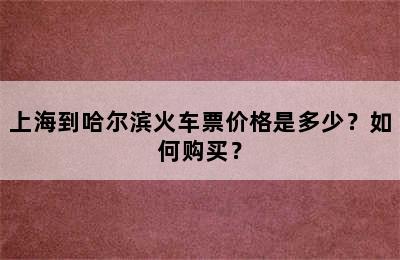 上海到哈尔滨火车票价格是多少？如何购买？