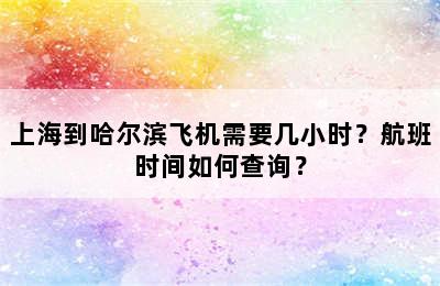 上海到哈尔滨飞机需要几小时？航班时间如何查询？