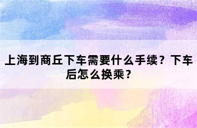 上海到商丘下车需要什么手续？下车后怎么换乘？