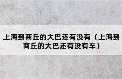 上海到商丘的大巴还有没有（上海到商丘的大巴还有没有车）