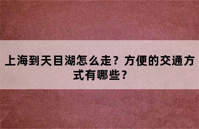 上海到天目湖怎么走？方便的交通方式有哪些？