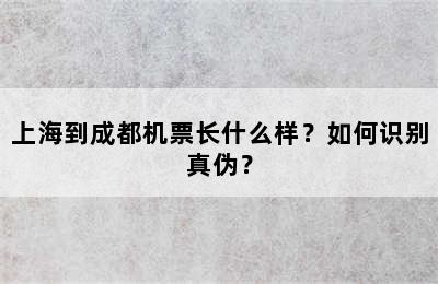上海到成都机票长什么样？如何识别真伪？