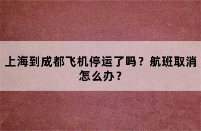 上海到成都飞机停运了吗？航班取消怎么办？