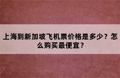 上海到新加坡飞机票价格是多少？怎么购买最便宜？