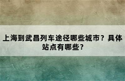 上海到武昌列车途径哪些城市？具体站点有哪些？