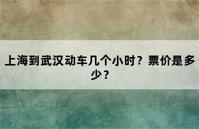 上海到武汉动车几个小时？票价是多少？