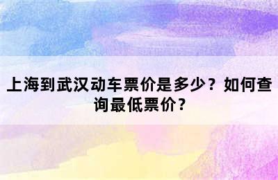 上海到武汉动车票价是多少？如何查询最低票价？