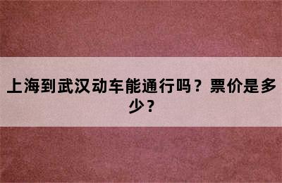 上海到武汉动车能通行吗？票价是多少？