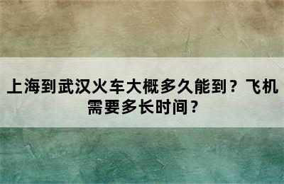 上海到武汉火车大概多久能到？飞机需要多长时间？