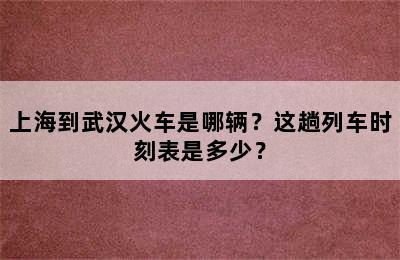 上海到武汉火车是哪辆？这趟列车时刻表是多少？