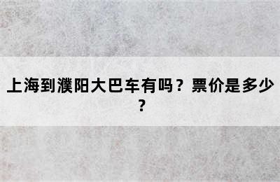 上海到濮阳大巴车有吗？票价是多少？