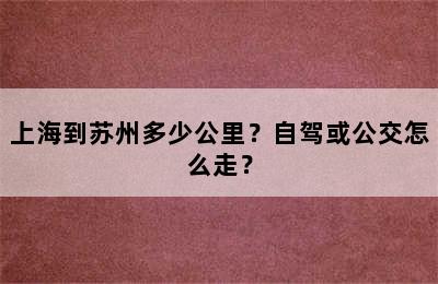 上海到苏州多少公里？自驾或公交怎么走？
