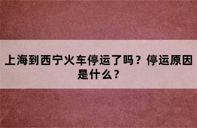 上海到西宁火车停运了吗？停运原因是什么？
