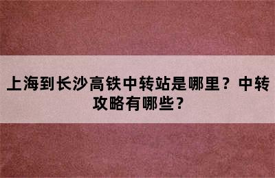上海到长沙高铁中转站是哪里？中转攻略有哪些？