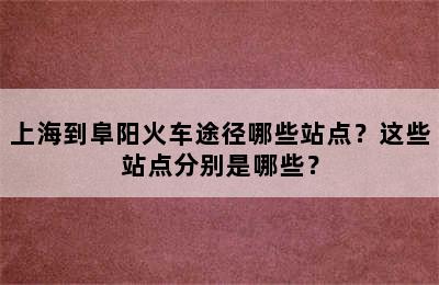 上海到阜阳火车途径哪些站点？这些站点分别是哪些？