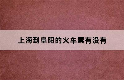上海到阜阳的火车票有没有