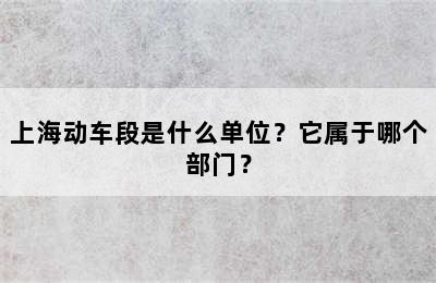 上海动车段是什么单位？它属于哪个部门？