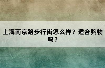 上海南京路步行街怎么样？适合购物吗？