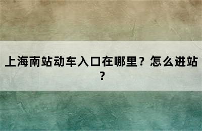 上海南站动车入口在哪里？怎么进站？
