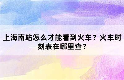 上海南站怎么才能看到火车？火车时刻表在哪里查？