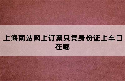 上海南站网上订票只凭身份证上车口在哪