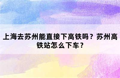 上海去苏州能直接下高铁吗？苏州高铁站怎么下车？