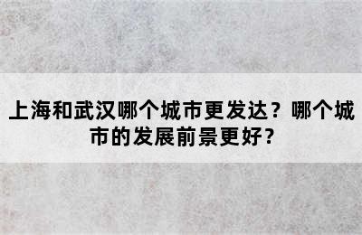 上海和武汉哪个城市更发达？哪个城市的发展前景更好？