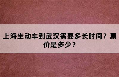 上海坐动车到武汉需要多长时间？票价是多少？