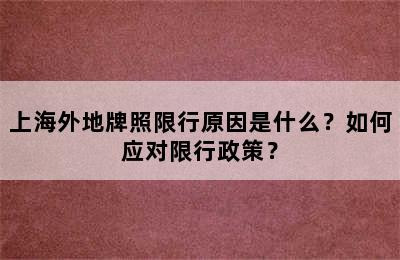 上海外地牌照限行原因是什么？如何应对限行政策？