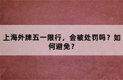 上海外牌五一限行，会被处罚吗？如何避免？